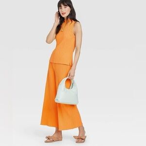 A New Day Women's High-Rise Wide Leg Ribbed Ankle Pants